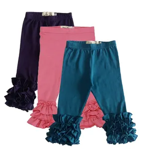 Vêtements élégants pour bébés, Leggings à volants multiples, couleurs unies, pantalons à froufrous, tailles 6m, 12m, 18m, enfants en bas âge