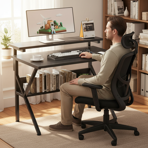 27.5 Inch Small <strong>Desk</strong> for Computer Small Spaces Adjustable Monitor Stand <strong>Compact</strong> Storage Tiny <strong>Desk</strong> Study/Bedroom/Home - Product Image 2