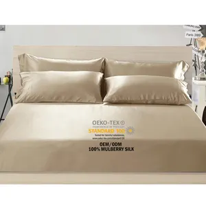 प्राकृतिक रेशम Oeko-TEX एकल फ्लैट शीट के लिए शुद्ध शहतूत रेशम बिस्तर चादरें बेडरूम बिस्तर