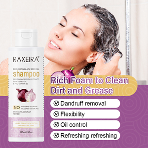 Champú al por mayor de cebolla roja y aceite de semilla negra 150ml con limpieza profunda, anticaspa, control de grasa e hidratación para el cuero cabelludo - Product Image 5