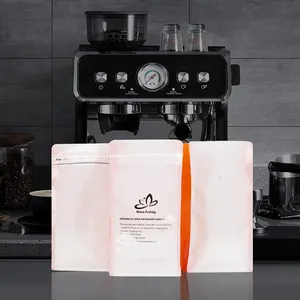 אריזת קפה פופולרית חדשה למחזור שמונה אטמי צד שקיות קפה מפלסטיק עם שסתום ורוכסן