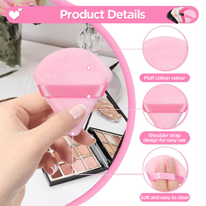 Houppettes de <span class=keywords><strong>maquillage</strong></span> triangulaires en velours floqué doux, respectueuses de la peau pour une manipulation facile, avec logo personnalisé, pour poudre visage - Product Image 3