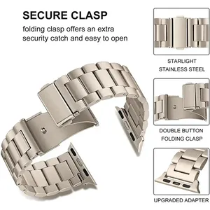 สายสแตนเลสคลาสสิกสำหรับ <span class=keywords><strong>Apple</strong></span> <span class=keywords><strong>Watch</strong></span> 10 42 44 45 46 49 มม. Ultra 6 7 8 9 สายสำหรับ Iwatch 38 40 41 42 มม. สายนาฬิกาสมาร์ทวอทช์ - Product Image 3