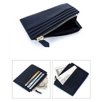 Dompet Koin Kulit Asli Grosir, Tempat Kartu, Logo Custom, Dompet Ramping dengan Resleting, Tempat Kartu Multifungsi untuk Pria Wanita