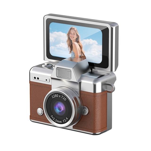 LK-027 Mini Pendant Camera Student Campus Retro CCD Portable Thumb Camera Travel Flip Screen HD 1280x720 1.47-inch IPS Screen TF