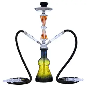 New arrivals giá rẻ bán buôn hookahs Ống đôi ống Arabian hoàn toàn hookah Shisha với thủy tinh nước bên trong