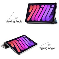 Étui léger pour tablette avec design de dessin animé pour iPad Mini 6 Mini 7 8,3 pouces, en cuir PU, coque rigide en PC, housse intelligente pliable en trois parties