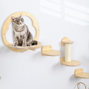 Tempat tidur gantung dinding kucing kayu Modern, tempat tidur kucing hewan peliharaan, rak kucing tali Sisal kayu padat - Product Image 4