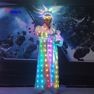 Traje de Payaso LED Brillante en la Oscuridad, <span class=keywords><strong>Ropa</strong></span> de Circo Burlesque <span class=keywords><strong>para</strong></span> Espectáculos de Magia y Rave, Traje LED de 1 Pieza - Product Image 1
