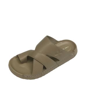 Sandales d'été vintage pour hommes à bout ouvert en similicuir, décontractées, à enfiler, pour la plage, avec logo gaufré, respirantes, pour le sport - Product Image 2