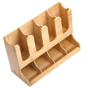 Cross-border bamboo paper cup storage rack, office <b>desktop</b> wooden <b>shelf</b>, wooden coffee paper cup and tea cup storage rack - Product Image 4