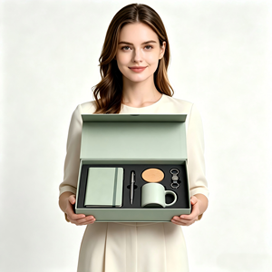 Ensemble cadeau d'entreprise moderne pour bureau, mug en cuir et porte-clés personnalisés avec logo, idée cadeau d'affaires de luxe, option de personnalisation - Product Image 1