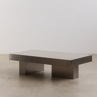 Table basse rectangulaire de luxe en acier inoxydable, style épuré, design unique, mobilier haut de gamme pour salon