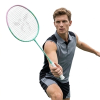 Vente en gros d'usine, raquettes de badminton professionnelles de haute qualité, en acier, avec manche en PU souple et léger, pour joueurs avancés, intérieur/extérieur