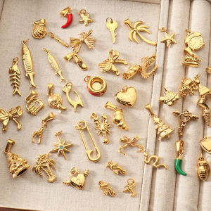 Minimalista Diy COLLAR COLGANTE 18K chapado en oro impermeable corazón pajarita encanto serpiente pez langosta Chile dragón encanto colgante - Product Image 3