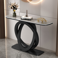 Console d'Entrée Semi-Circulaire en Dalle de Roche de Luxe, Style Italien, Table d'Entrée Minimaliste Moderne en Dalle de Roche