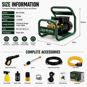 Pistola de Agua Automática Portátil de Alta Potencia de 90 Bares y 1800 W con Carrete de Manguera, Máquina de Lavado de Autos BG-GX04L, Kits de Limpieza de Autos BG-GX04L - Product Image 2