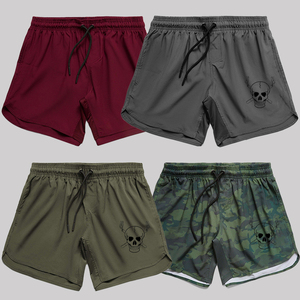 Shorts de basket-ball en jersey de polyester uni avec logo personnalisé OEM, shorts de course athlétiques pour hommes, entraînement en salle de sport, taille élastique, séchage rapide - Product Image 1