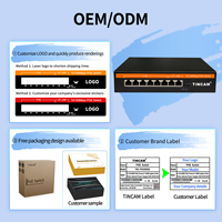 Conmutador de Red Ethernet TiNCAM de 6 Puertos PoE + 2 Puertos Uplink 10/100M, 96W de Potencia, Conmutador PoE Realtek de 48V, Red Activa para Cámaras IP