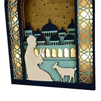 Décoration de table en bois avec motif de mosquée découpé, lumière LED intégrée, pour le Ramadan, cadeau de fête islamique pour la maison, Eid Mubarak