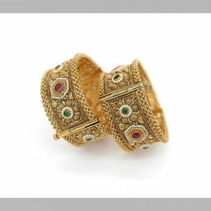 Openable Gold Plated Pota Stone Fine <b>Bangles</b> <b>Set</b> 10581359PGR_2.4 - Product Image 2