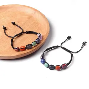 7 Chakra Reiki curativo di cristallo braccialetti con pietre preziose per Yoga braccialetti intrecciati con perline quadrate per donne e ragazze