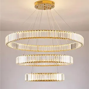 Gold Chandelier Bronze Modern Luxury Crystal Chandelier Led Modern Crystal Chandeliers 3 Rings Led Ceiling