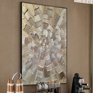 Hand Painted Oil Painting Geometric Gold Texture Abstract Art Metal <b>Frame</b> Entryway Sofa Background Decorative <b>Wall</b> Art - Product Image 4