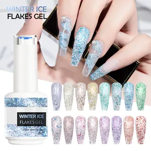 Diseño de moda de alta calidad de invierno Gel en escamas de hielo muestras gratis precio de fábrica al por mayor UV Gel polaco