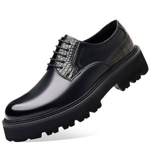 Zapatos de Hombre de Cuero Genuino, con Cordones, Transpirables, Ligeros, Antideslizantes, con Suela Gruesa, de Charol, para Oficina, Carrera, Boda - Product Image 5