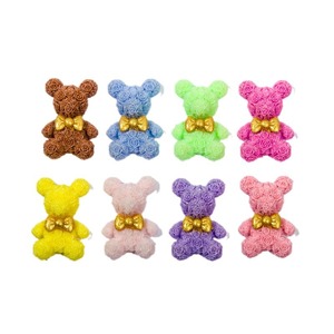 Accesorios de resina de oso con flor de rosa, colgante DIY, dije de oso de peluche con lazo de pétalos Kawaii, dije largo <span class=keywords><strong>para</strong></span> decoración de <span class=keywords><strong>uñas</strong></span> - Product Image 6