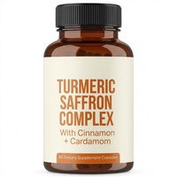 Capsules de complexe curcuma safran OEM, complément alimentaire à base de plantes avec cannelle et cardamome, 60 unités, marque privée pour adultes