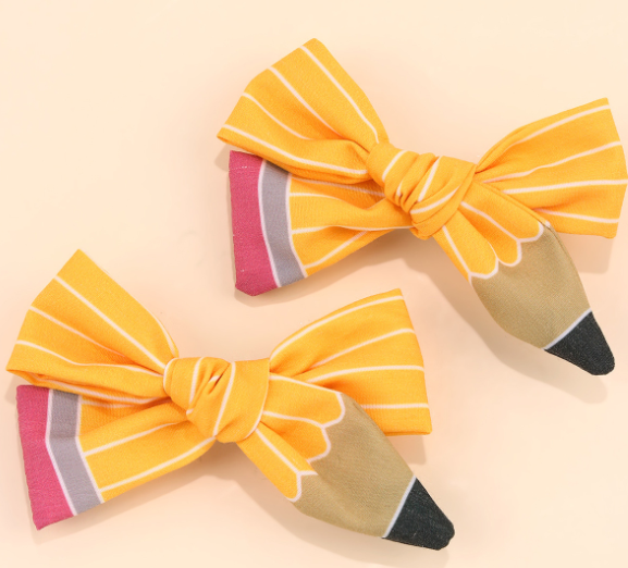 Cross-Border Cute Baby Headband with Yellow Pencil Bow Hairpin New Back-to-School Season Hair Accessories for Children