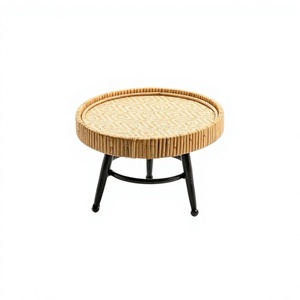Latest Design Rattan Food <b>Serving</b> <b>Tray</b> With Iron Stand Bestest Quality <b>Round</b> Shape Tea Coffee <b>Tray</b> By Home Arts - Product Image 1