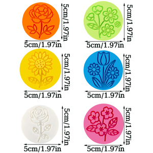 Ensemble de découpoirs à biscuits ronds en forme de fleurs (fleur de cerisier, tulipe, rose, tournesol, <span class=keywords><strong>marguerite</strong></span>) avec tampons, moules à biscuits circulaires - Product Image 2