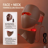 Masque LED rechargeable pour le visage et le cou, 4 modes d'éclairage, sans fil, masque de soin du visage et du cou, appareil de beauté LED rouge
