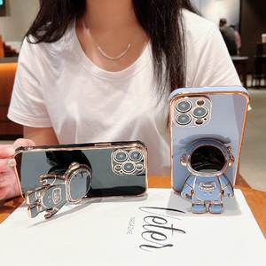 Étui de support d'astronaute 3D de galvanoplastie de luxe pour l'utilisation de bureau de téléphone X/Xr/Xs Max 6/7/8 Plus - Product Image 5