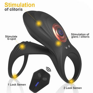 Cincin getar elektrik dengan Remote Control, cincin geser ganda, cincin getaran, 10 mode getaran, Vibrator meningkatkan ereksi - Product Image 2