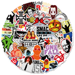 50 autocollants décoratifs de culture sportive de la lutte, autocollants de graffiti pour bouteille, ordinateur portable, téléphone, imperméables, pack d'autocollants <span class=keywords><strong>WWE</strong></span> - Product Image 1