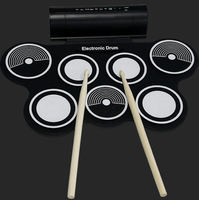 Kit de batterie électronique W759 en silicone souple avec pads réactifs réalistes, haut-parleurs intégrés et modes d'entraînement multiples pour débutants