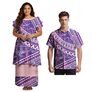 Samoan Fijian <span class=keywords><strong>Masi</strong></span> Tapa Estampado de flores Vestidos de cóctel personalizados Vestidos de fiesta Conjuntos de atuendo de pareja <span class=keywords><strong>sexy</strong></span> Ropa tribal polinesia - Product Image 4