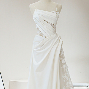 Jancember RL311 Beach Spaghetti Strap Ruffle Mermaid Wedding Bridal Dresses - Product Image 3