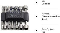 Jeu d'outils de perçage et de vissage Power Nuts, embouts en acier au chrome-vanadium, clés à douilles métriques, clés hexagonales 1/4 pouce, 9/14 pièces