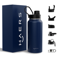 Bouteilles d'eau isothermes à double paroi en acier inoxydable, anti-fuite, sans BPA, avec paille, pour bouteilles à large ouverture de 32oz/40oz/64oz