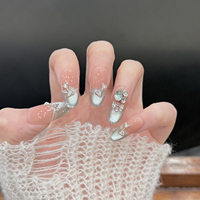 Faux ongles à presser, art des ongles, faits à la main, certifiés HALAL, sans goût, avec colle, tendance, longueur courte pour les doigts, pour filles