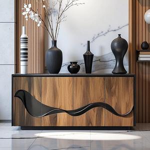 Solid Wood <b>Sideboard</b> 120x40x85cm Storage Cabinet Living Room Furniture Modern Design Multi Layer Storage Cabinet - Product Image 3