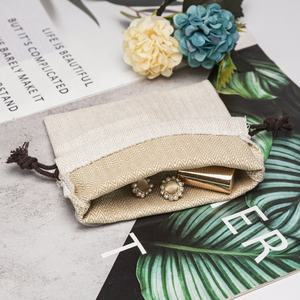 RTSカスタムロゴ高品質ヘリンボーンコットン巾着袋ジュエリーギフトポーチ - Product Image 4