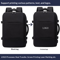 Mochila Expandible de Mezclilla para Hombre, 37L, Gran Capacidad, para Portátil, con Separación para Ropa Húmeda y Seca, para Viajes de Negocios y Desplazamientos Cortos