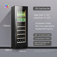 Réfrigérateur à boissons 325L, armoire à vin, refroidissement par compresseur, porte en verre trempé, double/triple zone, pour bar à domicile, hôtel