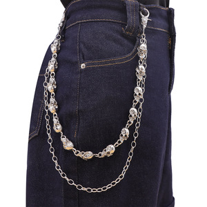 Skull Pendant Double Layer Metal Pants <b>Chain</b> Unisex Halloween Accessory Punk Style <b>Waist</b> <b>Chain</b> Adult Fashion Jewelry - Product Image 6